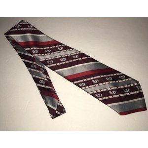 JCPenney Mens Neck Tie Maroon Red Gray Striped